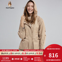 Hush Puppies暇步士女装春秋宽松休闲连帽外套 130卡其 L