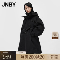 JNBY江南布衣秋冬连帽风衣女加厚外套收腰拉链廓形宽松休闲长袖外套5M8910630 001/本黑 XS