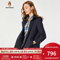 Hush Puppies暇步士女装中长款休闲连帽外套 196深蓝 XL