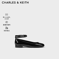 CHARLES&KEITH24春季纯色平底腕带芭蕾舞鞋单鞋子女鞋女士CK1-70381032 Black Patent黑色 37