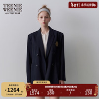 Teenie Weenie小熊2024春季新款休闲学院风中长款轻商务西装外套女 藏青色 1