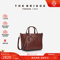 THE BRIDGE 桥牌 手工牛皮秋冬新款女士大容量通勤斜挎手提托特包 棕色