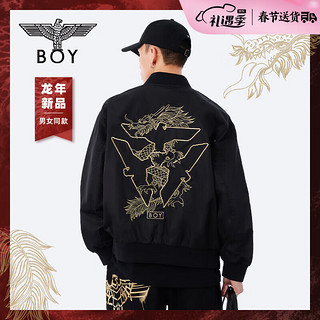 BOY LONDON【金龙呈祥】潮牌夹克24龙年穿搭腾龙刺绣梭织外套 N25003 黑色 XL