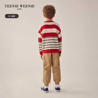 Teenie Weenie Kids小熊童装24早春男童条纹撞色圆领针织毛衣 红色 140cm