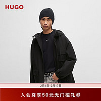 HUGO男士2024早春堆叠风徽标搭扣防泼水派克夹克 001-黑色 EU:S