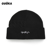古由卡（GUUKA）潮牌简约针织帽男 保暖时尚百搭弹力毛线冷帽 黑色 均码