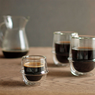KINTO日本玻璃杯KRONOS双层咖啡杯意式拿铁玻璃牛奶杯家用耐热茶杯水杯 浓缩咖啡杯80ml