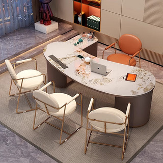 优卡吉岩板茶桌椅现代客厅办公室茶台套装WY-CZ10 1.8桌+1主椅+3菠萝椅 1.8米茶桌+主椅*1+菠萝*3