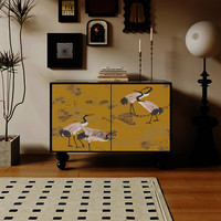 韵祺阁中古风侘寂简约胡桃木实木玄关柜客厅餐边柜过道装饰柜卧室置物柜 新西兰松 尺寸:长115*宽40*高85cm