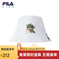 FILA X 梵高博物馆 儿童帽子季男女童时尚遮阳帽渔夫帽 云菇白-WT M