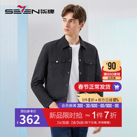 柒牌男装翻领夹克男24薄款时尚潮流工装风仿麻印花休闲外套126JK70170