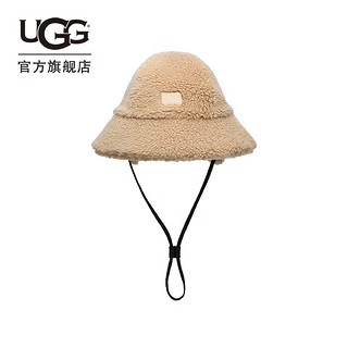 UGG冬季男士帽子休闲舒适纯色毛茸圆帽渔夫帽 22626 NAT | 自然白色 S/M