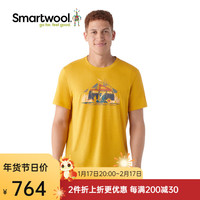 SMARTWOOLSmartwool男女运动短袖美利奴图案T恤吸湿羊毛印花短袖2456 蜜金色2370-K11 S