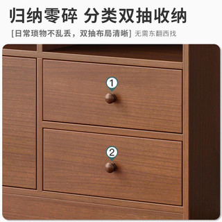 戚个橙书架落地置物架客厅一体靠墙收纳展示柜子储物柜简易多层家用书柜 深胡桃色60*22*18 组装