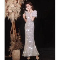 诺丽缇(NUOLITI)法式晚礼服亮片气质名媛高端小众宴会鱼尾主持人钢琴演奏礼服 香槟色长款 L