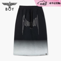 BOY LONDON春季24女士长裙变形字母印花黑灰渐变半身裙W18002 黑色 L