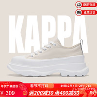 KAPPA卡帕女鞋帆布鞋子女2024春季厚底增高百搭板鞋轻便运动休闲鞋 鹭羽白 35