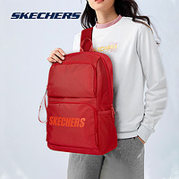 SKECHERS 斯凯奇 红色双肩包女大学生旅行电脑包运动背包初中书包男