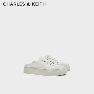 CHARLES&KEITH24春季休闲系带穆勒半拖平底鞋CK1-70900467-1 White白色 35