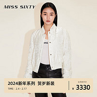 MISS SIXTY2024春季新年系列夹棉外套女复古国风提花钉珠 米白 XS