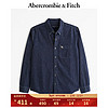 Abercrombie & Fitch 男装 24春夏美式复古休闲小麋鹿纽扣式牛仔布衬衫356812-1 深色 XS (170/84A)