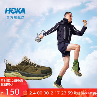 HOKA ONE ONE男女款春季卡哈低帮防水徒步鞋KAHA LOW GTX特别版皮革减震户外 叶绿色/蛋酒色 40.5