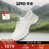 零度男鞋2024春夏季真皮透气缓震舒适徒步轻户外免系带运动休闲鞋 白色 43