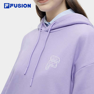 FILA FUSION斐乐潮牌款针织连帽上衣2024春时尚纯棉卫衣 郁金香紫-VT 185/104A/XXL