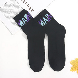 JEANSWEST 真维斯 中袜冬季时尚个性字母图案舒适中筒袜JW 黑色2010 F