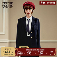 Teenie Weenie小熊秋冬学院风基础款时尚简约西服外套女 藏青色 160/S