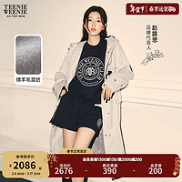 Teenie Weenie小熊冬季毛呢大衣牛角扣妮子中长外套 浅灰色 165/M