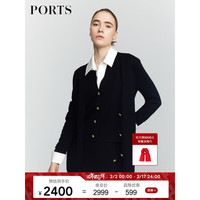 PORTS 宝姿秋冬女装长袖中长针织开衫LM9K027KKW004 黑色 M