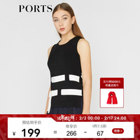 PORTS宝姿针织衫女毛衣 时尚纯色简约气质百搭修身针织打底衫SA8K803FXY001 黑色 M