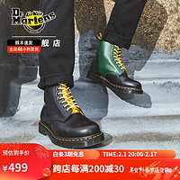 Dr.Martens 马丁（DR.MARTENS）1460 英伦风经典短靴光面皮撞色女款8孔马丁靴 黑色 38