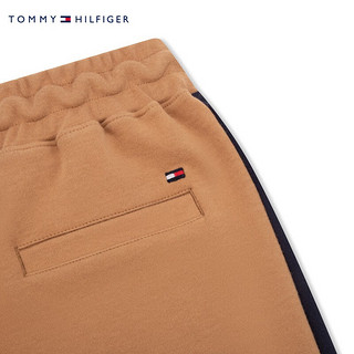 TOMMY HILFIGER【龙年系列】 24早春童装男女抽绳腰微弹运动休闲裤2412047 卡其黑拼色681 S/140cm