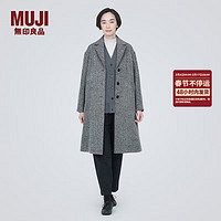 MUJI 無印良品 无印良品 MUJI 女式 羊毛混 切斯特大衣 长款外套 毛呢大衣秋冬 BDA19C3A 灰色图案 L(165/88A)