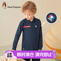 暇步士 童装男童儿童春秋装polo衫上衣儿童长袖中大童经典翻领衬衫打底衫 藏蓝 130cm