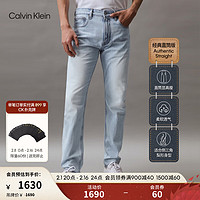 Calvin Klein【CK极简裤】Jeans24春夏男士纯棉浅色水洗直筒牛仔裤J325412 1AA-牛仔浅蓝 34