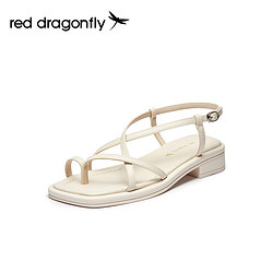 RED DRAGONFLY 红蜻蜓 罗马凉鞋女夏季法式仙女风平底休闲鞋女WTK22158