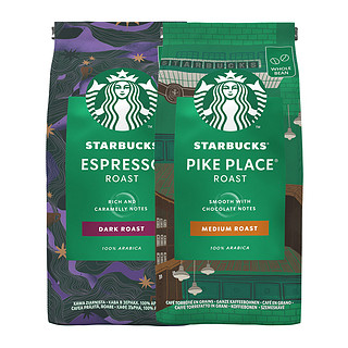 88VIP：STARBUCKS 星巴克 门店同款意式浓缩黑咖啡Pike Place现磨手冲咖啡豆200g*2袋