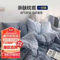 艾薇枕头套磨毛枕套一对儿童枕套卡通单人枕套 月光雾蓝 48*74cm 月光雾蓝【亲肤舒适枕套一对装】