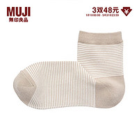 MUJI 無印良品 无印良品 MUJI 女式 合脚直角 袜口无橡筋短袜袜子女袜DAI03A2A短筒休闲袜 浅棕色条纹 23-25cm/36-40码