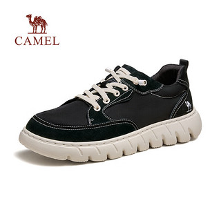 骆驼（CAMEL）2024春季时尚免系厚底止滑帆布鞋轻盈软弹透气舒适休闲男鞋 G14S076111 黑色