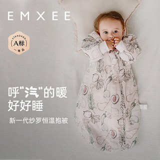 嫚熙（EMXEE）婴儿睡袋儿童一体式葫芦纱罗防踢被新生儿宝宝秋冬季睡袋 蔬果农庄【18-24℃】 73cm