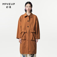 幻走(MOVEUP)2024春季.FUN系列翻领口袋后开衩设计师长款风衣女 黄卡其 S