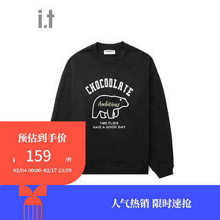 :CHOCOOLATE it 款圆领卫衣2024春季潮流趣味印花LSWU250 BKX/黑色 XS