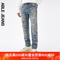 ABLE JEANS【直筒裤】24春季新款男士牛仔裤复古全长厚款裤子男 黄泥蓝 28/30