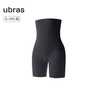ubras24年轻呼吸无痕超高腰收腹美臀三分裤塑形内裤女提臀裤 三分裤-黑色 S