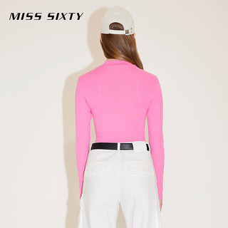 MISS SIXTY2024春季T恤女半高领长袖logo字母辣妹性感风百搭 玫红 XS