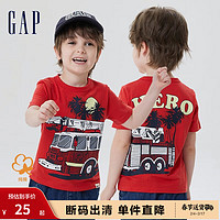 Gap【布莱纳】男幼童夏季纯棉趣味短袖794613儿童装T恤 红色 90cm(2岁)偏小 选大一码